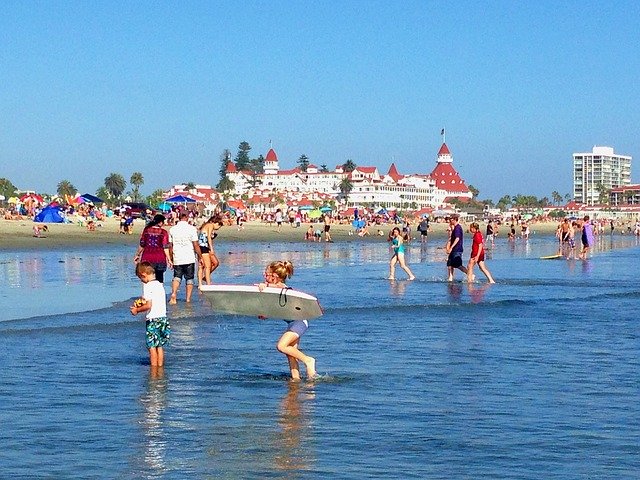 Beach at Coronado Island with the Hotel in the Background