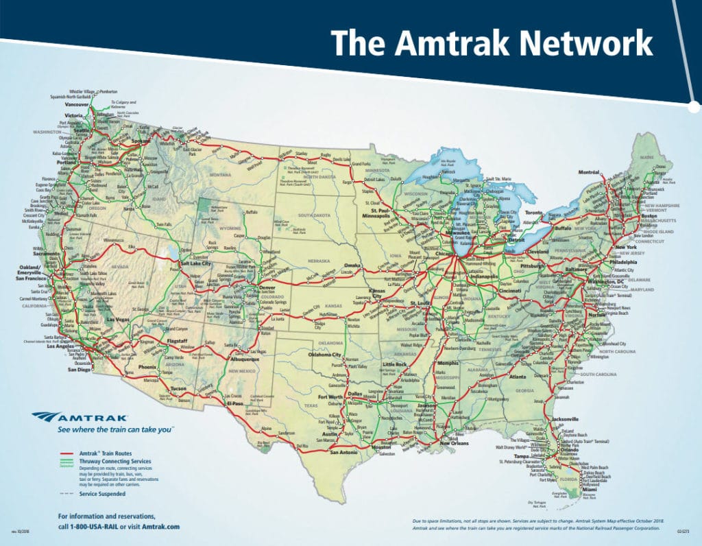 Map of Amtrak Routes in America